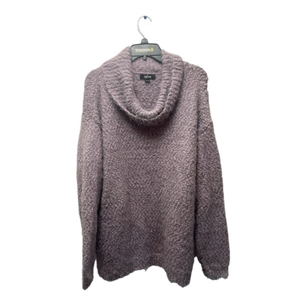 Kenneth Cole Reaction Womens Cowl Neck Sweater Eyelash Knit Purple Size XXL